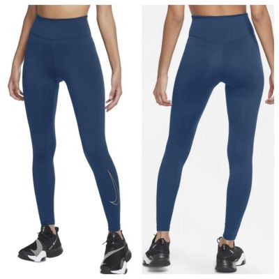 NWT Nike Women's Dri-FIT Swoosh Run Tight Fit Legging Deep Ocean Blue Size 2X